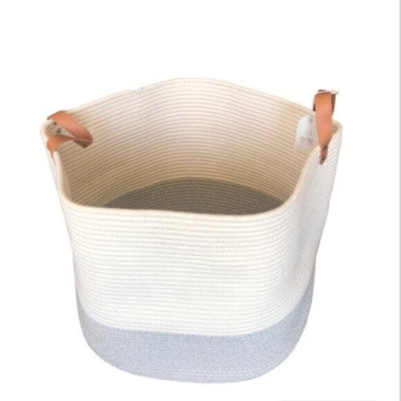 Santorini SALT BY SABRINA Woven Storage Basket XL Cream Grey SALT With Handles - Picture 4 of 9